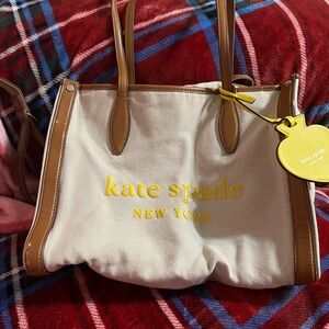Kate Spade Cream and Brown Structured Tote